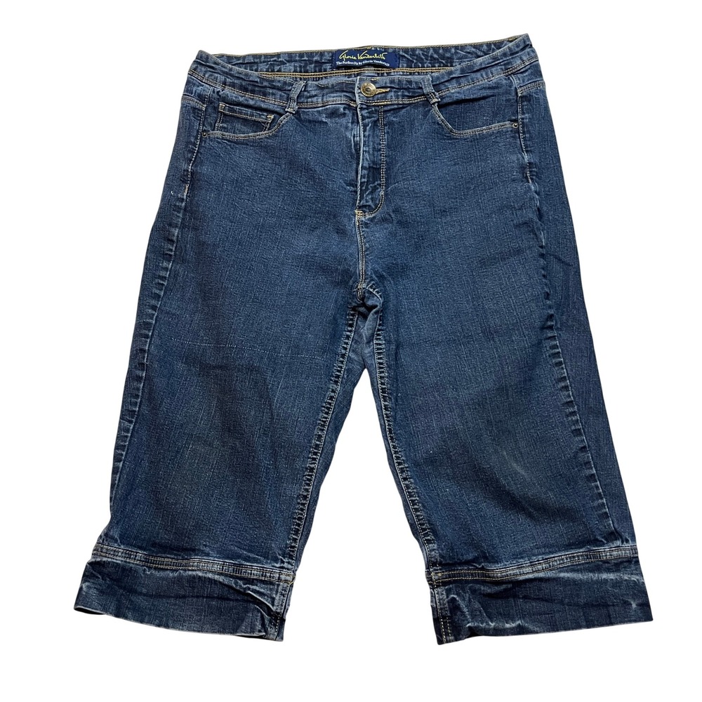 Gloria Vanderbilt Denim Shorts Womens 16W Blue Amanda Capri Stretch Dark Wash